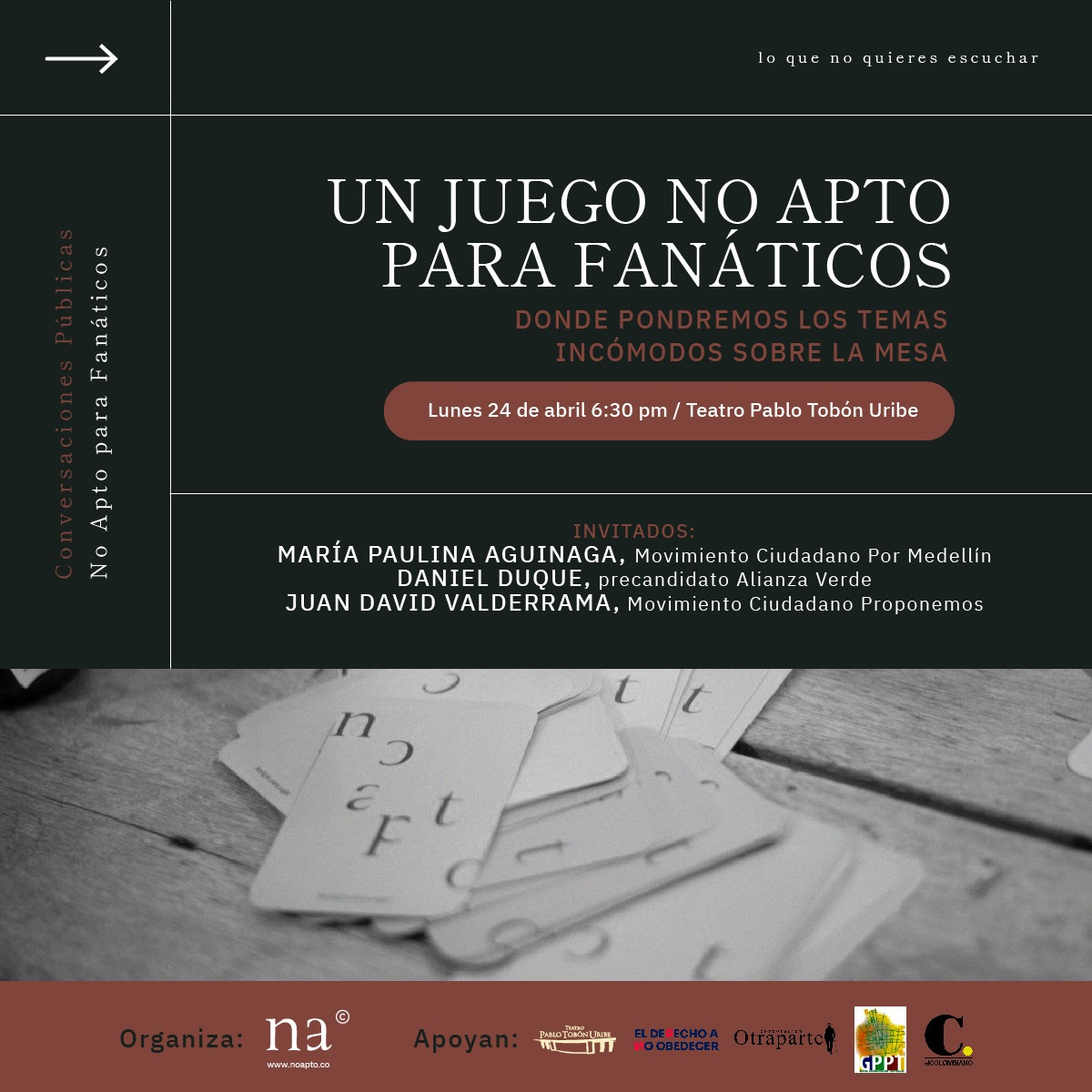 Imagen del evento No Apto para Fanáticos - Un juego para poner los temas incómodos sobre la mesa