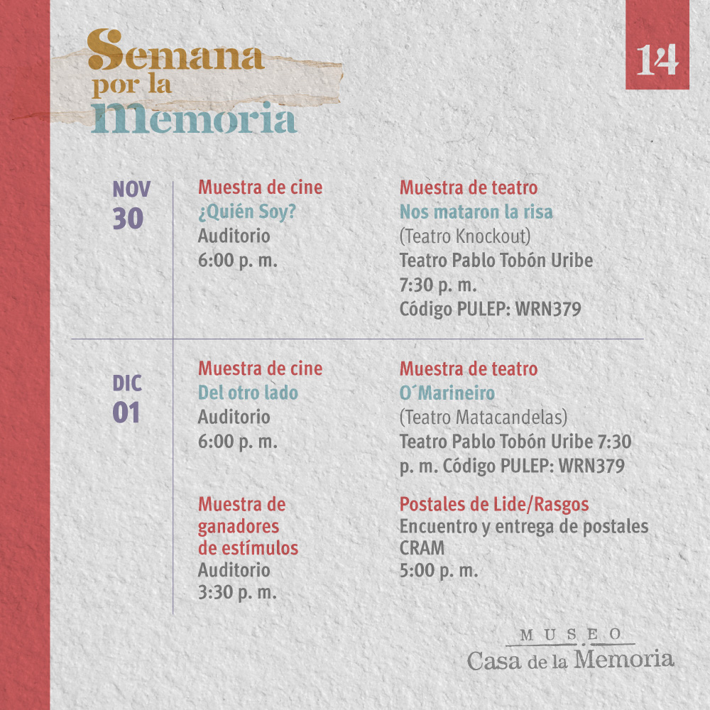 Semana de la memoria 30 y 01